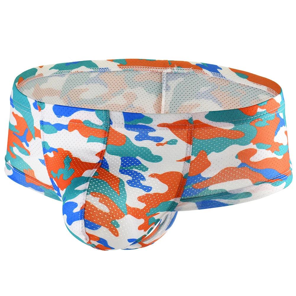 Young Men's Boxers Shorts Sexy Low Rise Fashion Printed Camouflage Underwear New Style