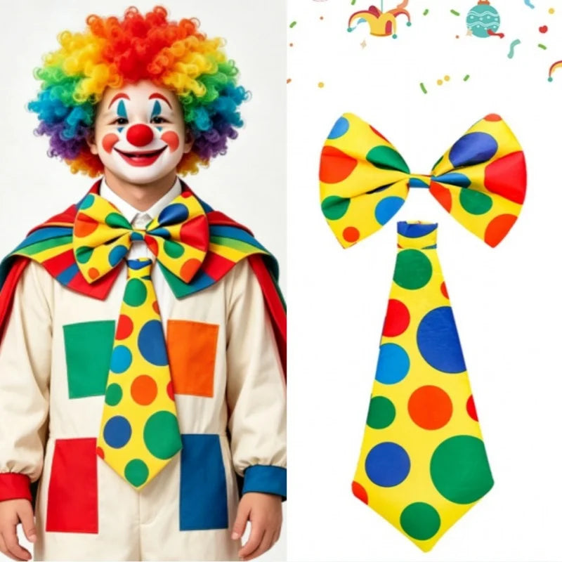 Colorful Polka-Dot Clown Tie or Bow Tie
