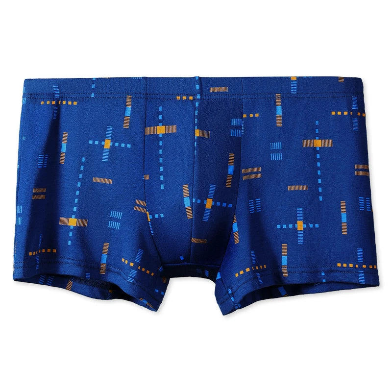 3-Pack of Cotton Men's Printed Underwear, Men's Comfortable Pure Cotton Pouch Boxer Briefs Mid-Waist