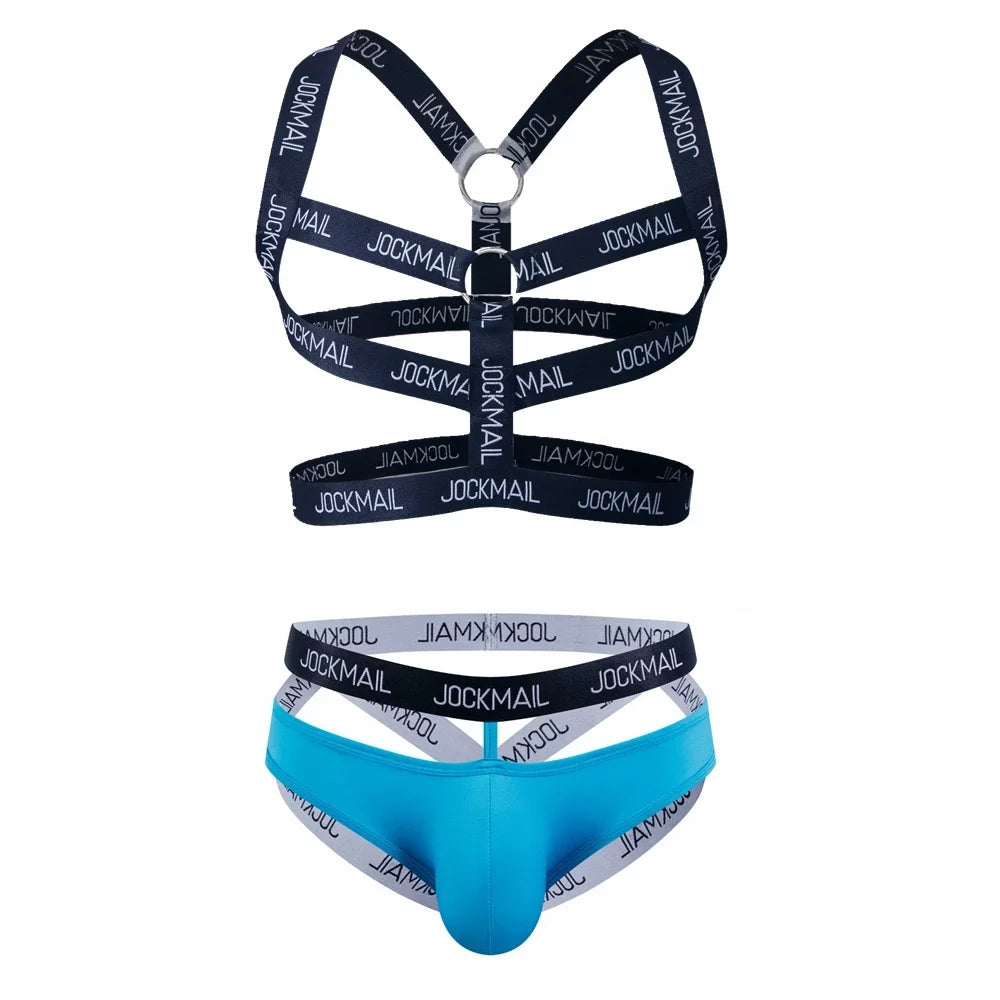 Sets Men Body Bondage Lingerie Sexy Harness Bodysuit and Jockstrap Gay Underwear Mens Lingerie Sissy Panties Costume Hombre