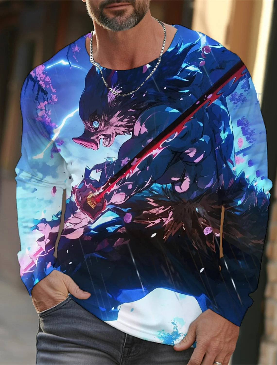 Men's long-sleeved T-shirt 3D printing anime printing men's long-sleeved T-shirt autumn tops HD pattern printing T-shirt