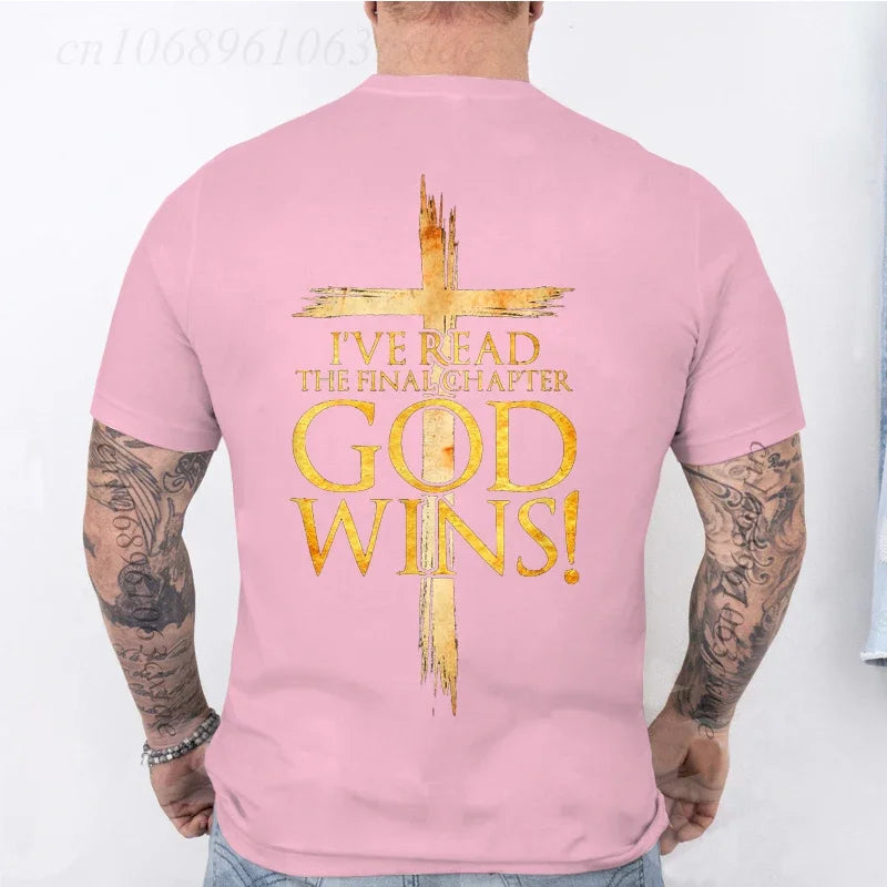 God Wins Christian Faith Cross T-Shirt Men Fashion Women's Tshirts Summer Fashion Tee Shirts Harajuku Shirts Casual Camisetas
