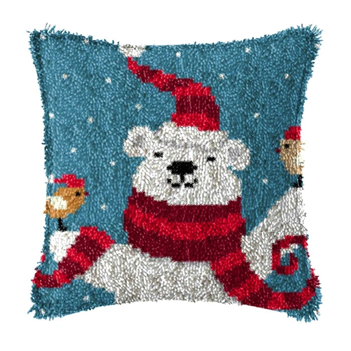 Winter Christmas Latch Hook Kits Smyrna Pillowcase Knot Pillow Package Animal Latch Hook Set For Needlework Embroidery Cushion