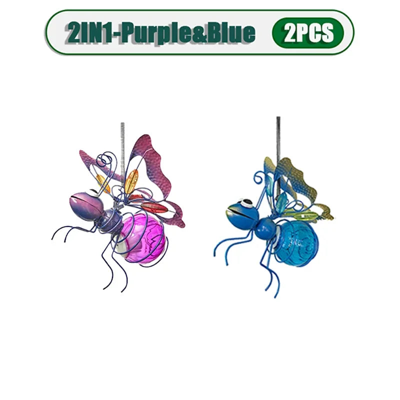 5PCS Solar-Powered Hanging Metal Ladybug Light Garden Decor Lady Sculpture with Bouncy Springs Summer Outdoor Art Decorations
