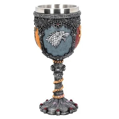 3D Goblet Cup Mini Beer Mug Coffee Mugs Wine Glass Resin Stainless Steel Iron Tankard Sword Dragon Wolf Map Drinkware Viking