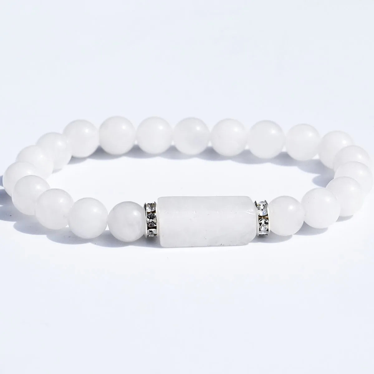 Natural Stone Bracelet: Featuring Rectangular Rose Quartz Plaques, Round Beads, Agate, Obsidian, and Raw Amazonite