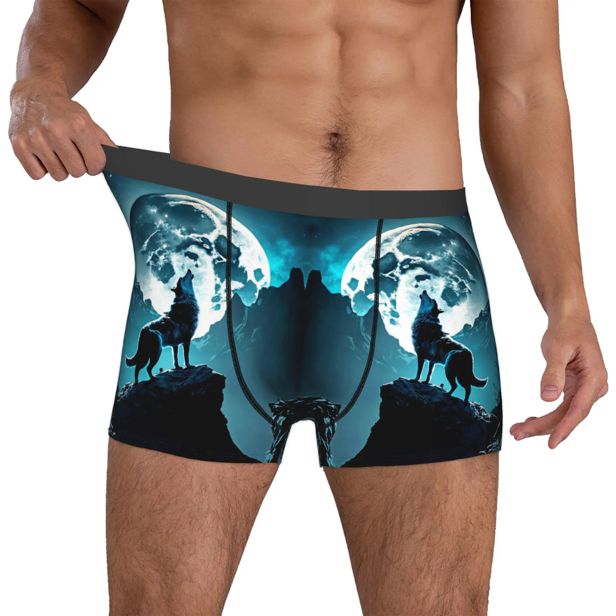 Grey Wolf Maw Boxer Shorts For Homme 3D Print Animal Underwear Panties Briefs Stretch Underpants