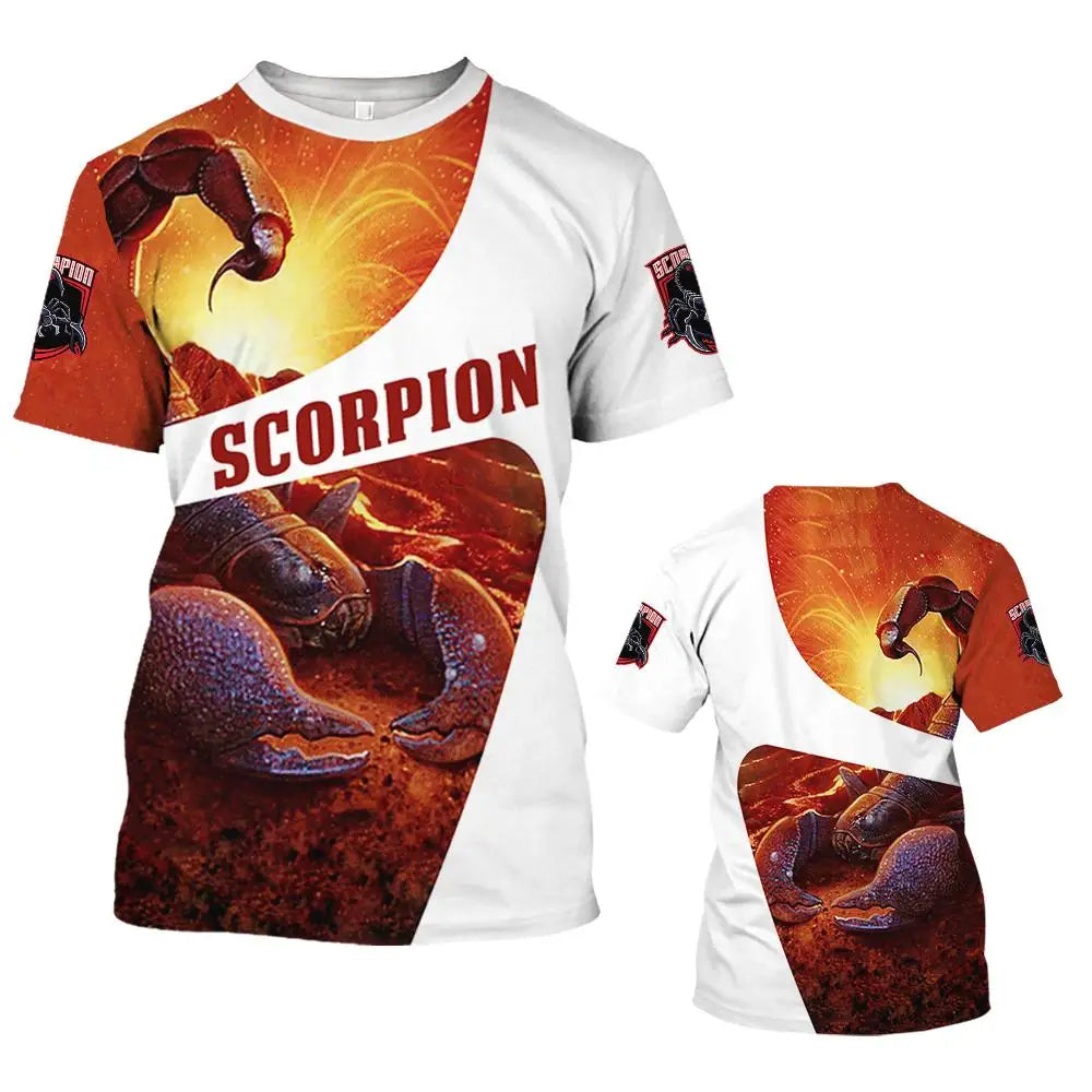 Animal Men's T Shirt Summer Short Sleeve Scorpion 3D Print Funny T-Shirts Fashion Casual Male Sportshirt Oversized Mens Clothing