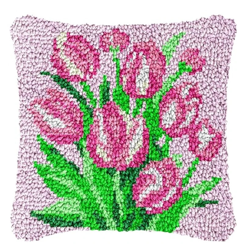Flower Latch Hook Kit Cute Knooppakket Kussen Knopen Pillow Button Smyrna Knooppakket Needlework Button Packagek Linkhaak Kussen