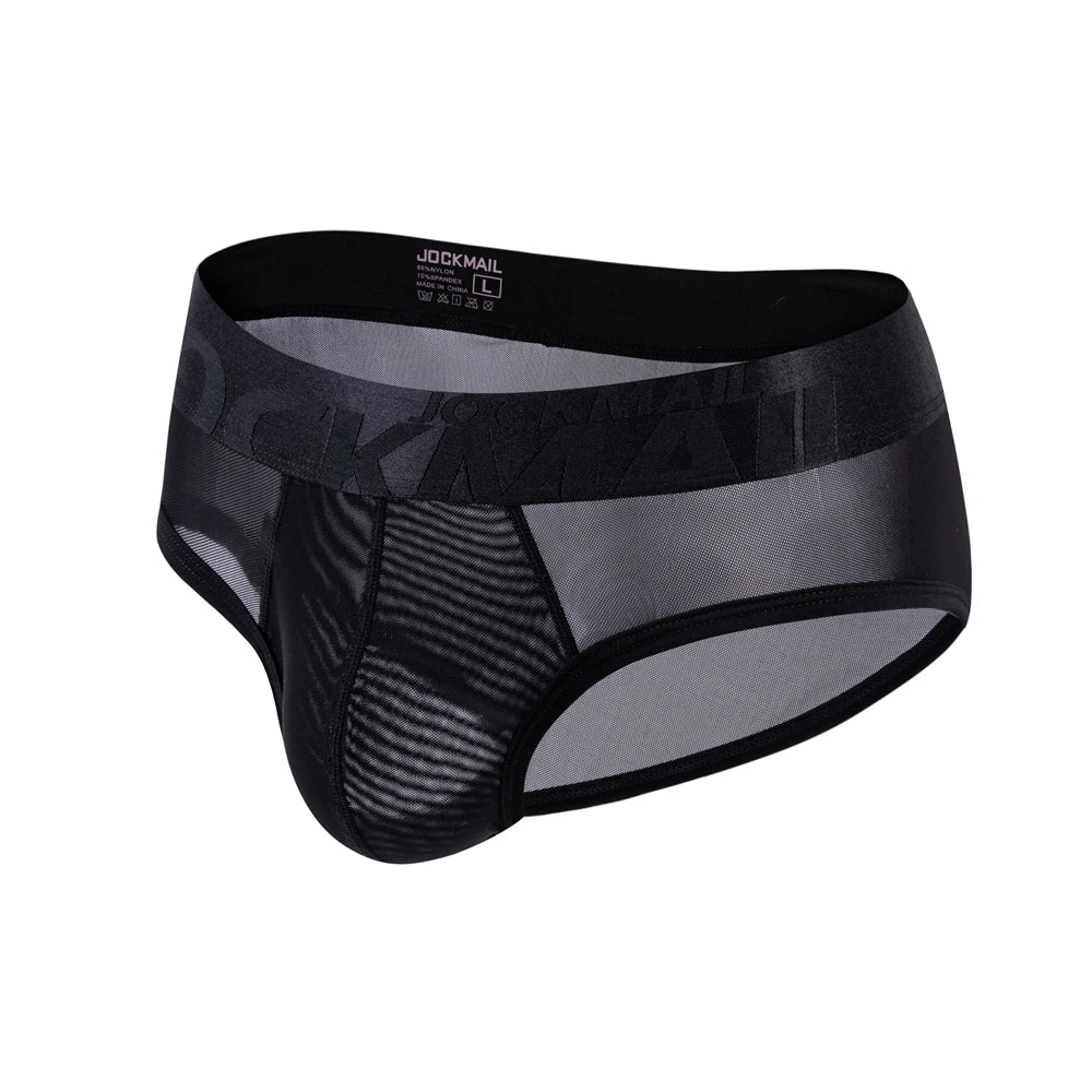 Breathable Mens Slip Bikini Jockstrap Briefs Mens Panties Sexy Transparent Mesh Ice Silk Men Underwear Sissy Men Underpants