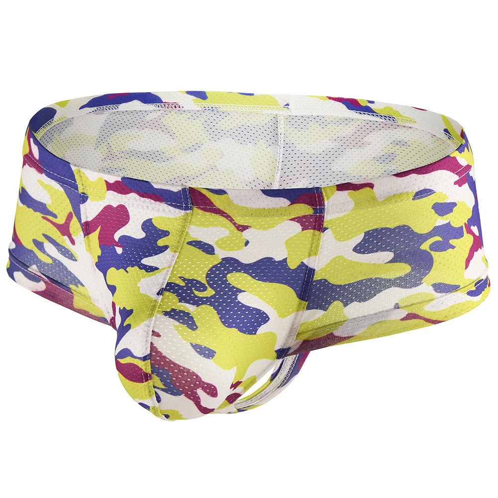 Young Men's Boxers Shorts Sexy Low Rise Fashion Printed Camouflage Underwear New Style