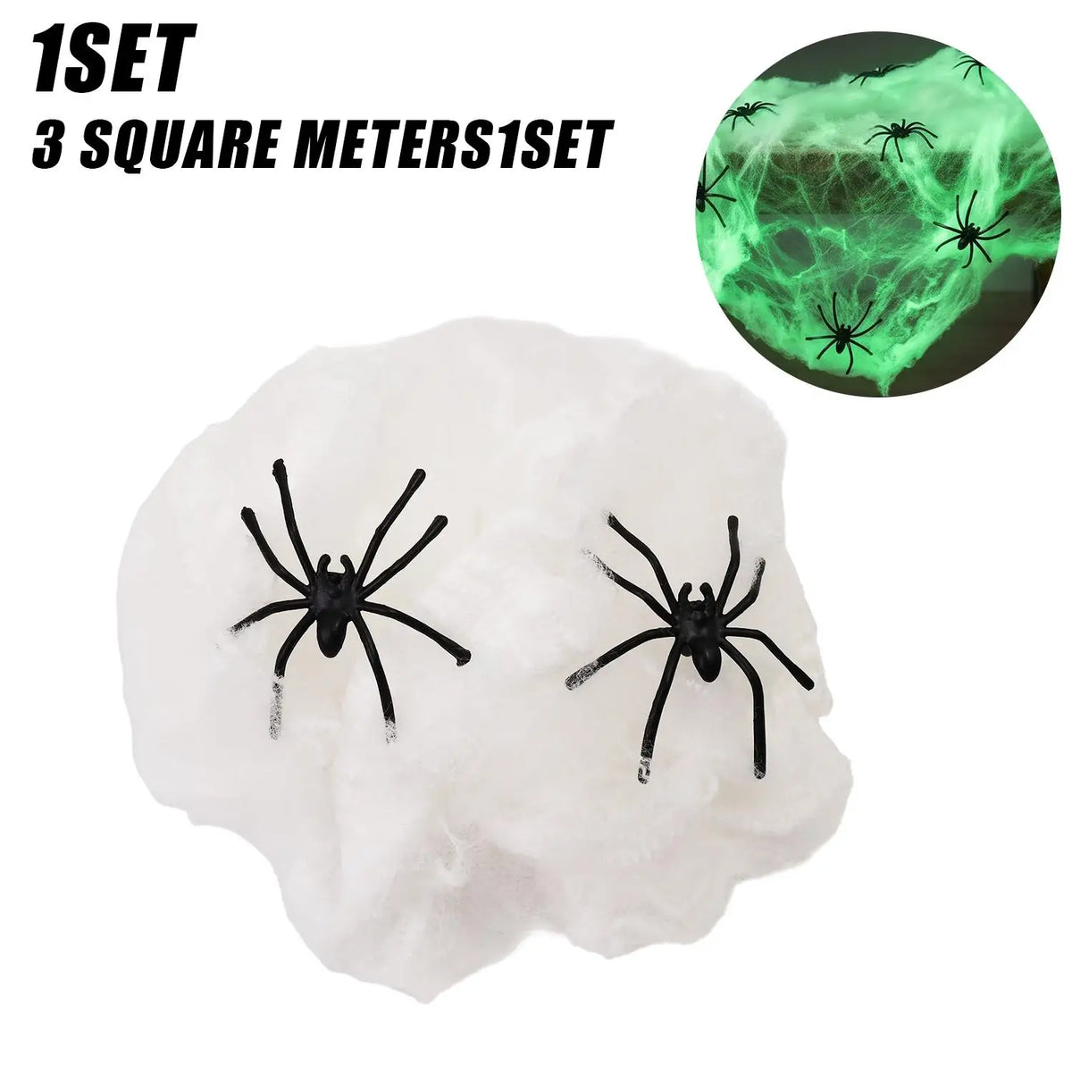 Halloween Luminous Fake Cobwebs with Spiders Glow in The Dark Spider Web Stretchy Spooky Webbing Cosplay Party Home Decor Props