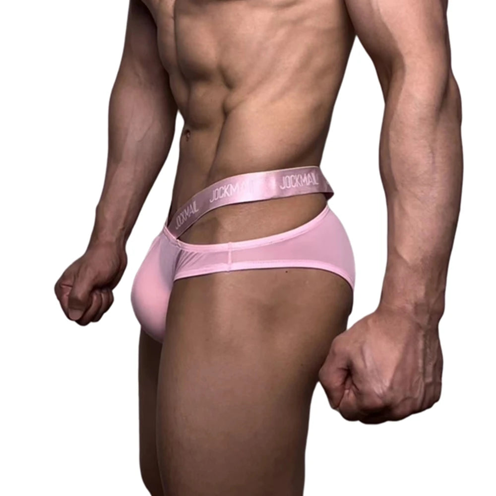 Mens Jockstrap Brief Sexy Underwear Panties String Ultra-thin Transparent Ice Silk Slip Bikini Hombre Lingerie Erotic Underpants