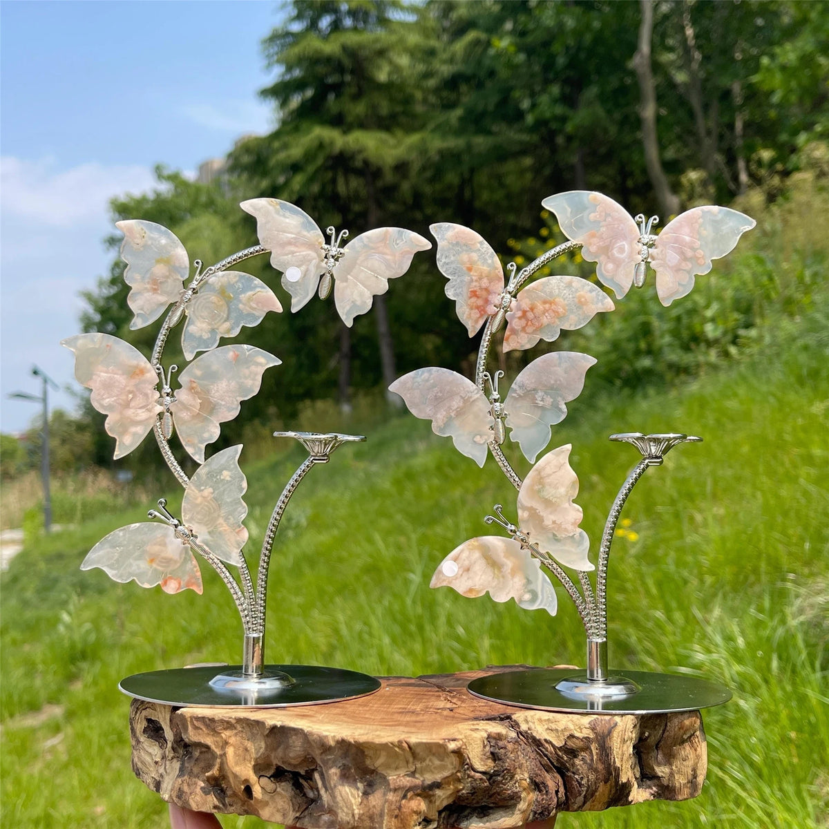 Natural Amethyst Butterfly Holder Carving Hand Polished Crystal Butterfly Stand With Crystal Sphere Base Home Decor Gif
