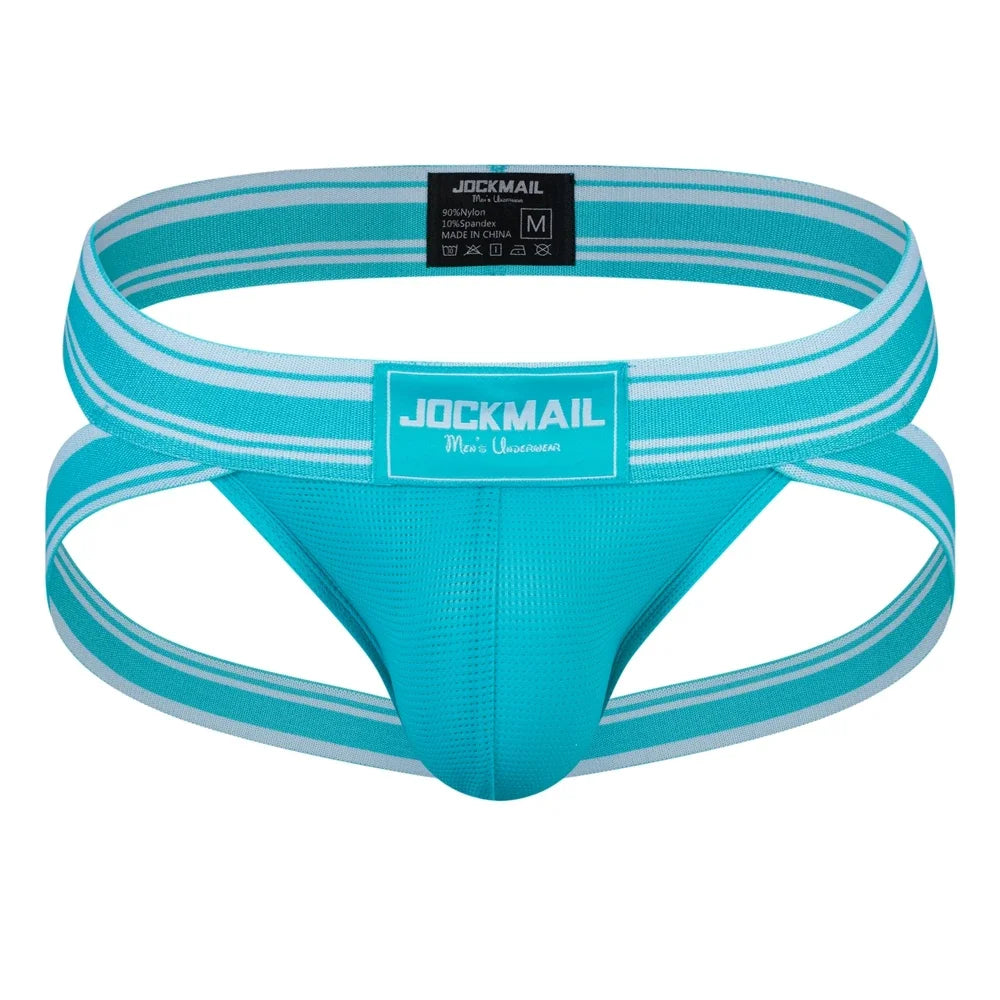 JOCKMAIL Men Jockstrap Thong Mens Bikini Briefs Sexy Gay Underwear Nylon Mesh Hip Lift Mesh Quick Dry Sports Wear Panties