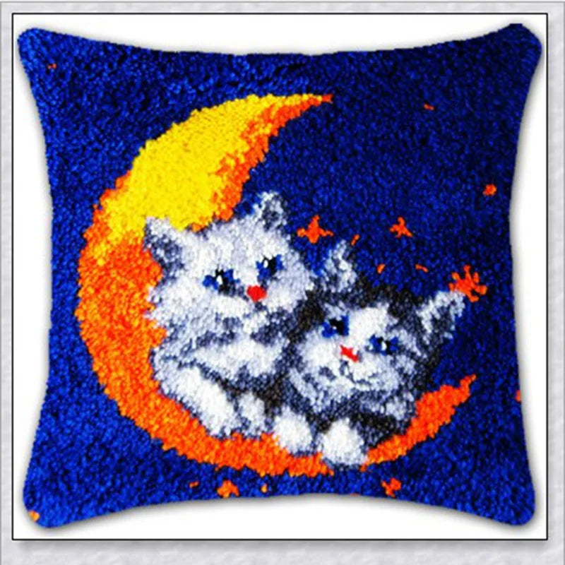 Cats Latch Hook Kits Pillow Cover