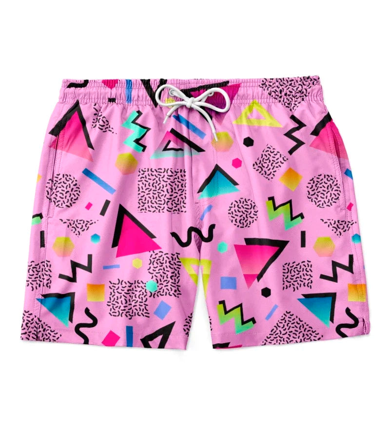 3D geometric print men's casual shorts Tropical summer style fashion shorts, quick-drying and comfortable close-fitting