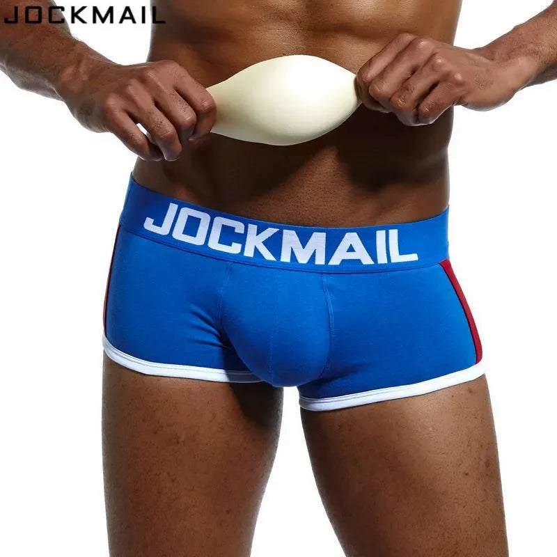 JOCKMAIL Mens Underwear Boxers Bulge Enhancing with Push Up Cup Underwear Men Shorts Trunk Enlarge Mens Panties Underpants