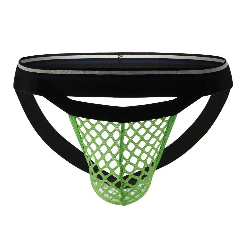 Men Jockstrap Underwear Underpants Sexy Transparent Mesh Thongs G string T-back Panties Breathable Briefs for Man