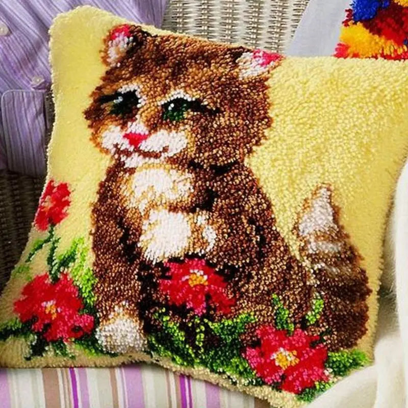 Cats Latch Hook Kits Pillow Cover