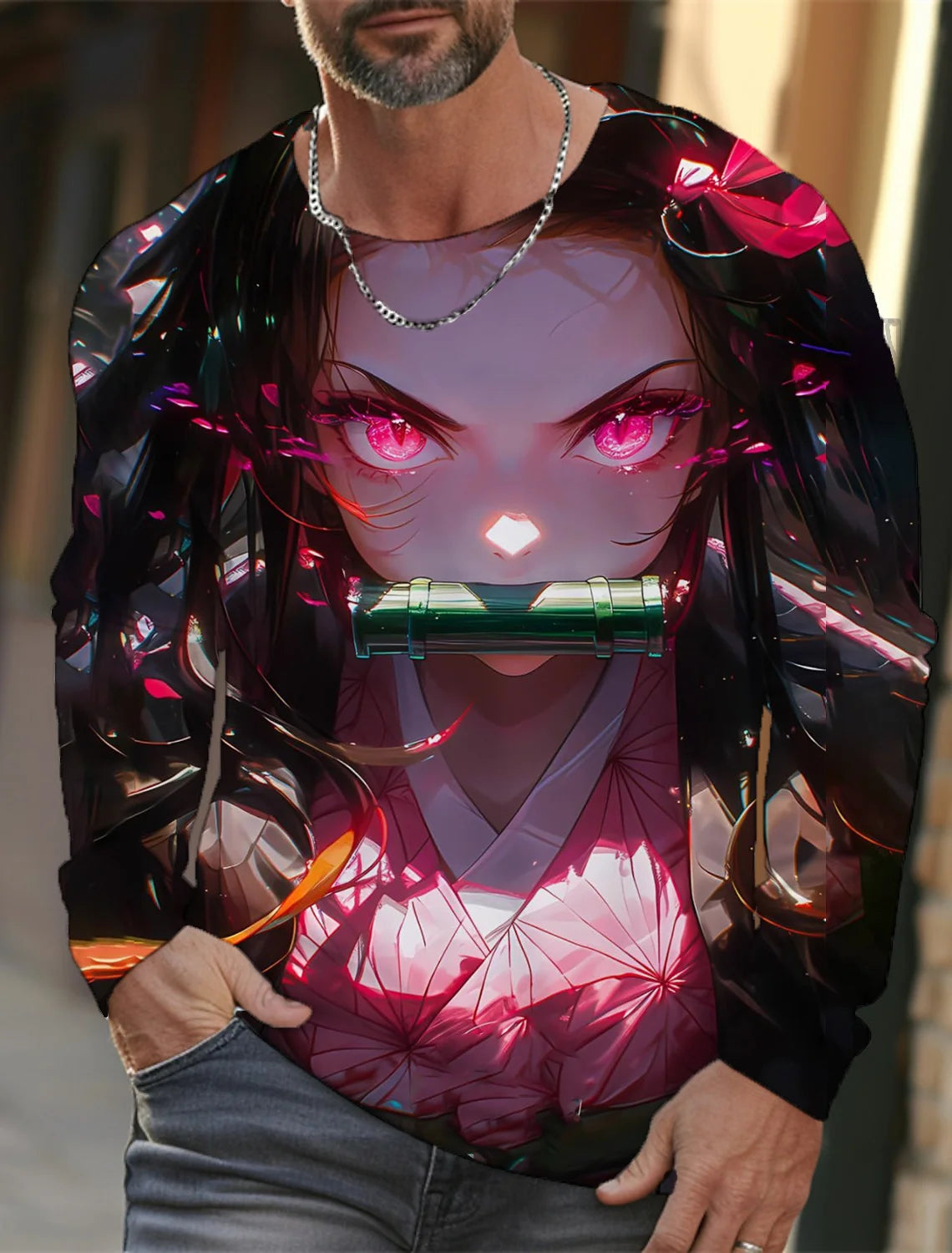 Men's long-sleeved T-shirt 3D printing animation HD pattern printing men's long-sleeved T-shirt autumn tops casual T-shirt