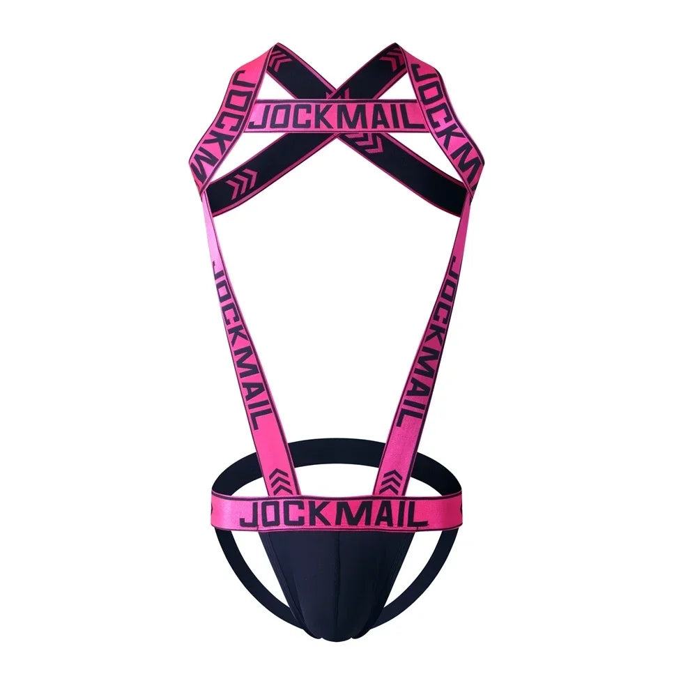 Men's Sexy Nylon Jockstrap Underwear Bodysuit Suspender Jumpsuits Man Harness Gay Underwear Mens Lingerie Sissy Panties