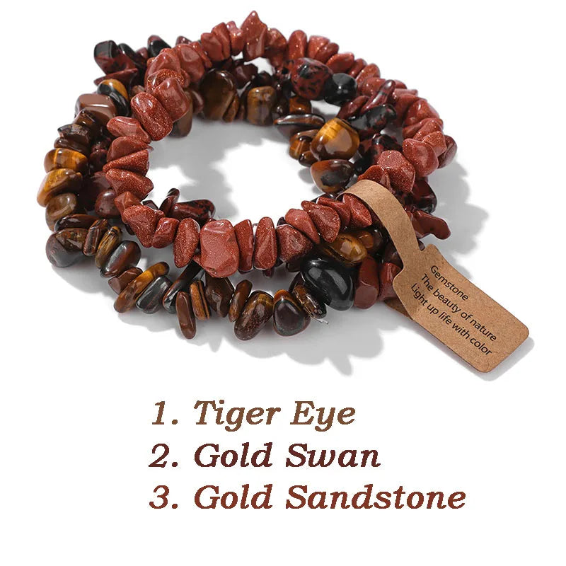 Irregular Natural Stone Bracelet Crystal Quartz Amethysts Tiger Eye Chips Gravel Beads Bracelets for Women Men Healing Jewelry