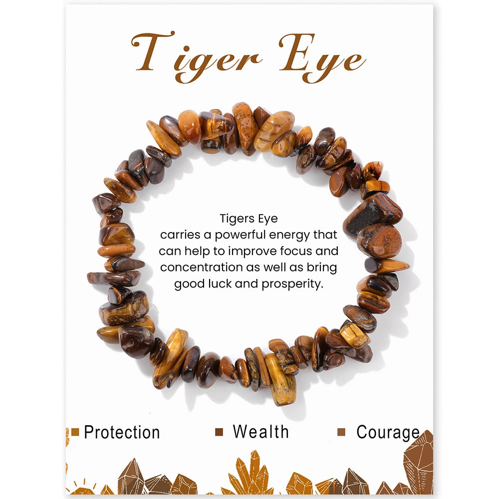 Irregular Chip Gravel Stone Bracelet With Card Fashion Natural Agates Carnelian Amazonite Gem Stone Stretch Bangle Jewelry Gift
