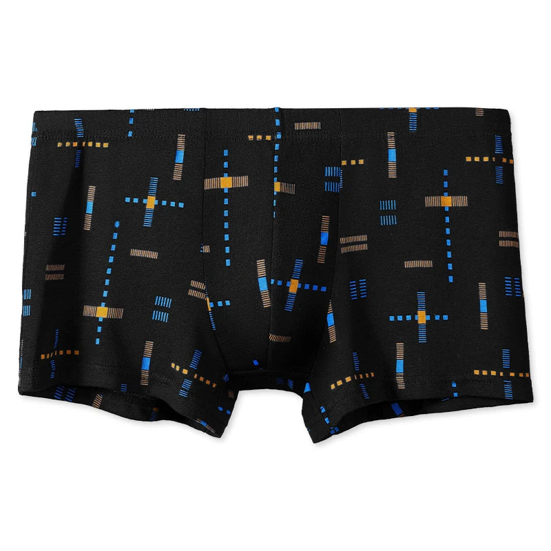 3-Pack of Cotton Men's Printed Underwear, Men's Comfortable Pure Cotton Pouch Boxer Briefs Mid-Waist