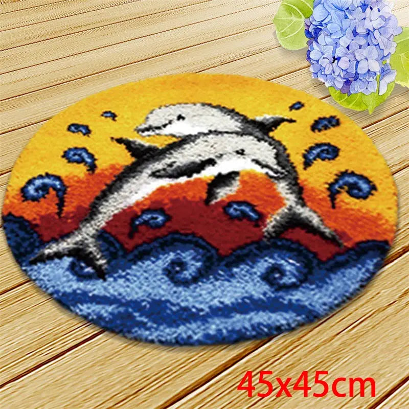 Cute Bear Carpet Embroidery Latch Hook Kit Cartoon Animal Undefined Latch Hook Rug Button Pad Package Smyrna Package Carpet DIY