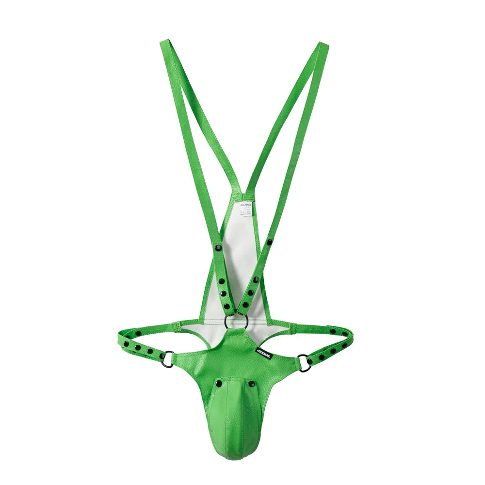 Men's Jockstrap Underwear Sexy Lingerie Harness Chest Bodysuit One-piece Jock with Removable Codpiece Big Bulge Adjustable Size.