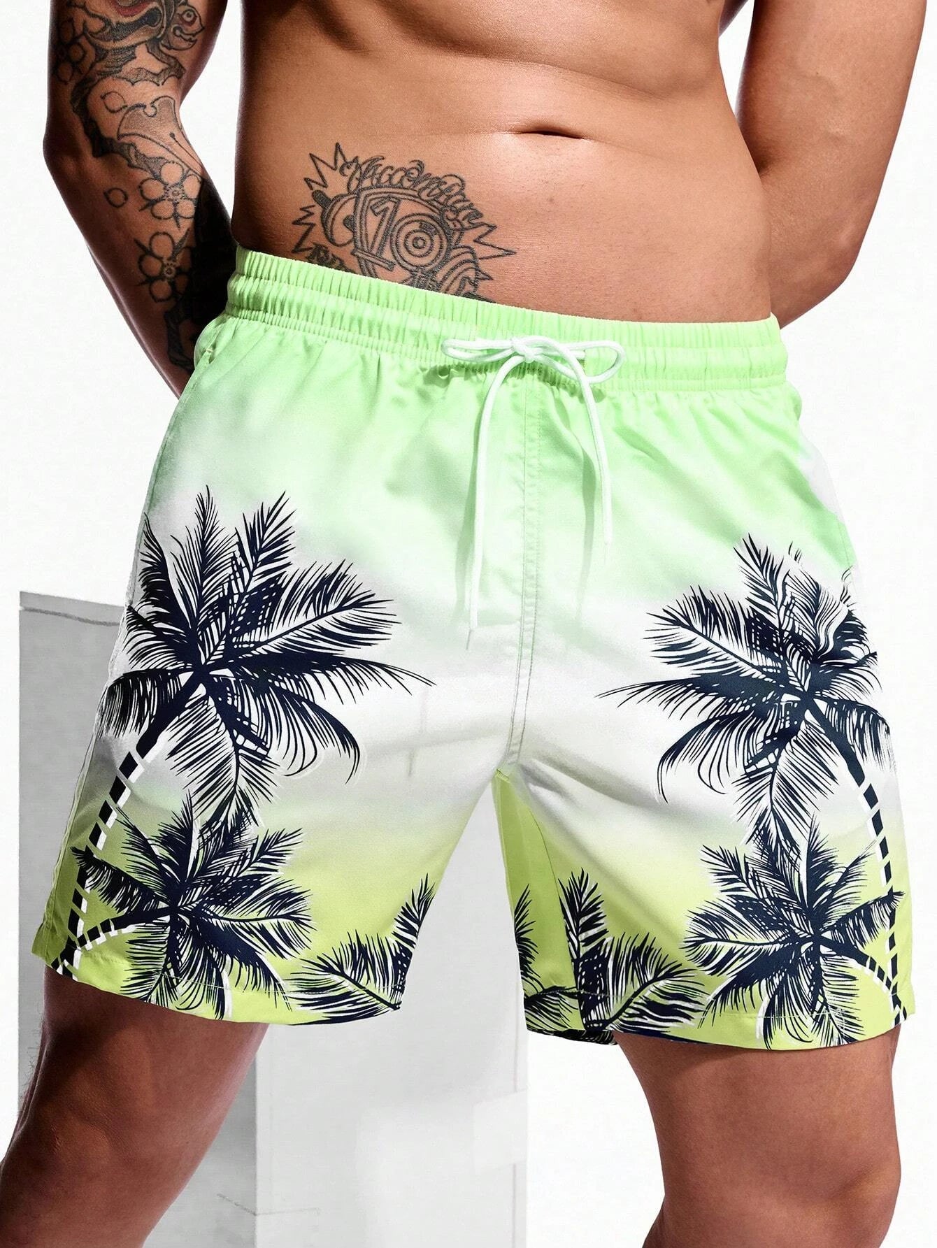 Palm Tree Tropical Men's Resort 3D Printed Board Shorts Swim Trunks Pocket Comfort Breathable Short Hawaiian Style Holiday Beach