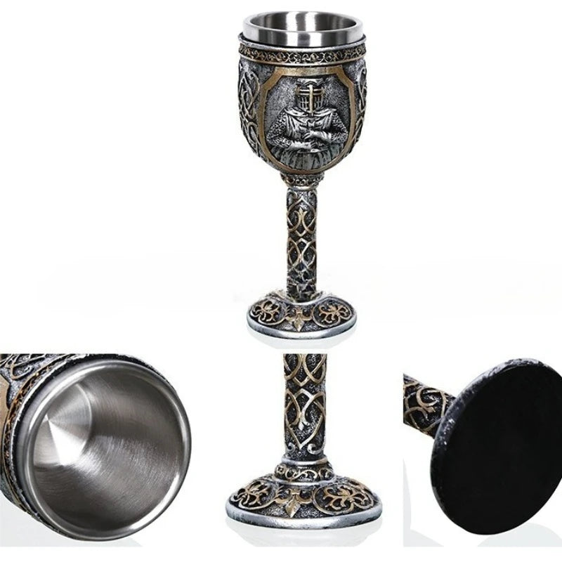 High-footed Cup Gift Resin Skull Cup, Creative 3D Stereoscopic Wolf Head Stainless Steel Decorative Cup
