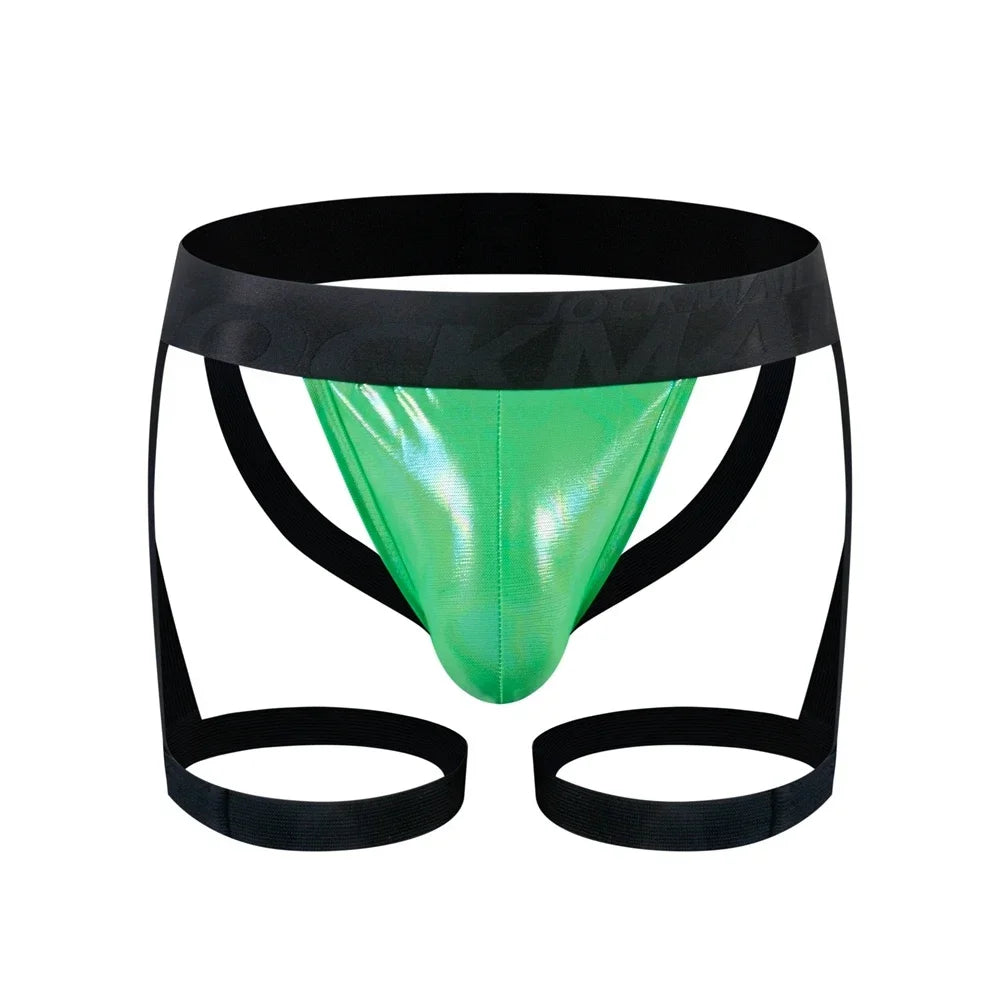 PU Men Sexy G String Thong Erotic Jockstrap Bondage Underwear Penis Pouch Strap Harness Lingerie Hollow Underpants