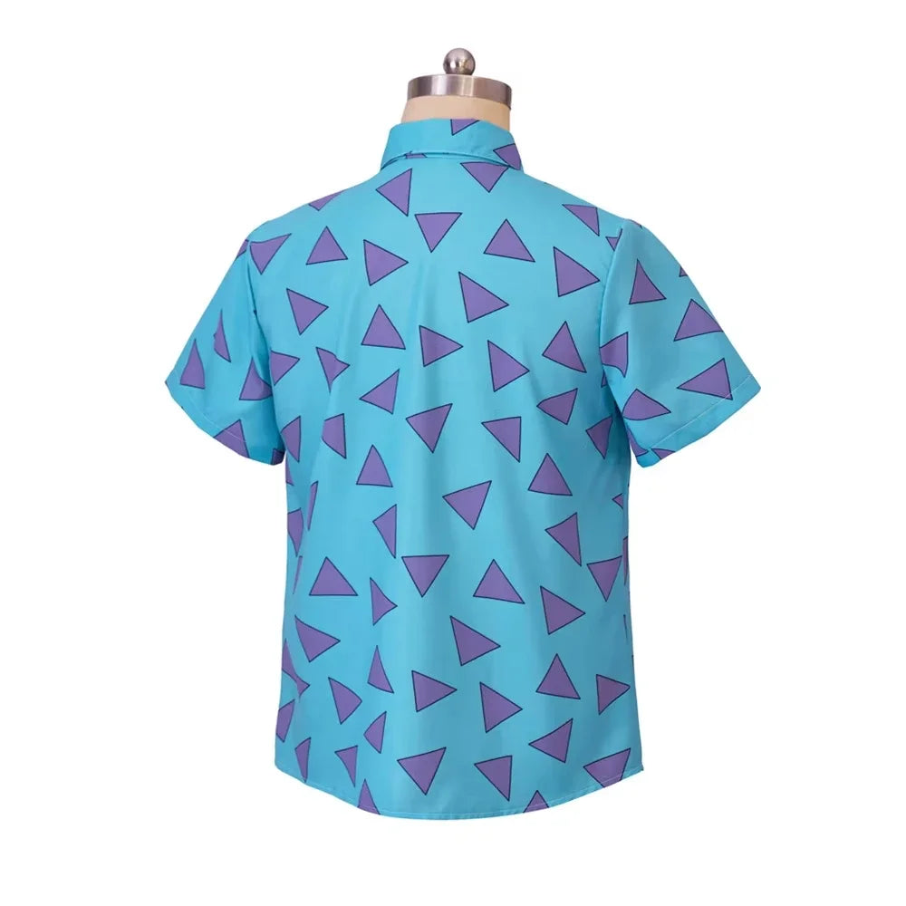 Summer Clothing Styling Is Cool and Refreshing Men's Casual Triangle Printed Button Down Shirt 90's Summer T-shirt Halloween