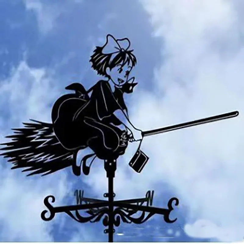Metal Weathervane,Witch Iron Weather Vane,Sea Rover Wind Direction Indicator Garden Decoration Outdoor Roof Decoration Gardening