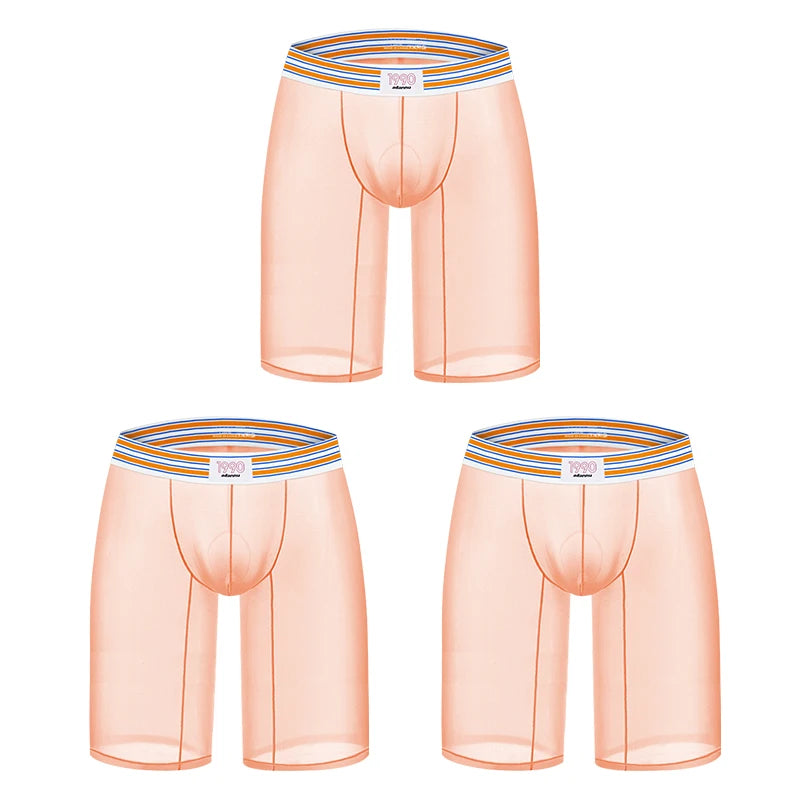 1/2/3PCS Men's Ice Silk Boxers Transparent Boxers 0.01 Ultra-thin Fabric See Through Underpants Seamless Underwear Boxer Shorts