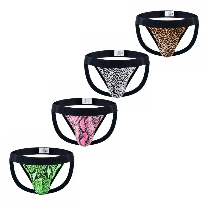 Jockmail Men Underwear Jockstrap Sexy Panties Leopard Thong T Back Pantys Lingerie G-string Panties Gay Underwear