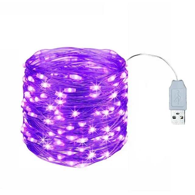 USB LED String Lights Copper Silver Wire Garland Light Waterproof LED Fairy Lights For Christmas Wedding Outdoor Decoration
