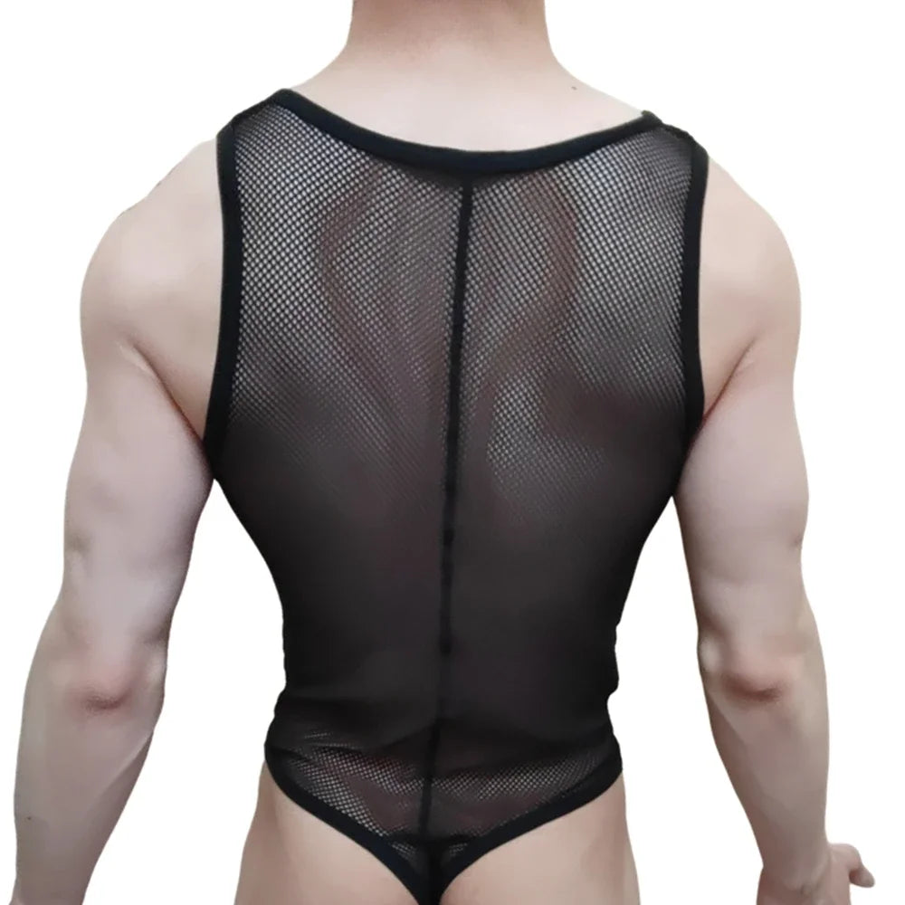 JOCKMAIL Men's Sexy Mesh Jockstrap Underwear Bodysuit Suspender Jumpsuits Man Harness Gay Underwear Mens Lingerie Sissy Panties