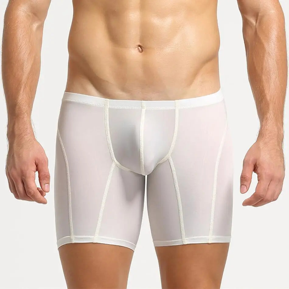 SEOBEAN Men's Underwear Long Boxers Tight Stretch Sports Underpants Men Boxer Shorts Sexy Low-waist Male Panties Boxershorts