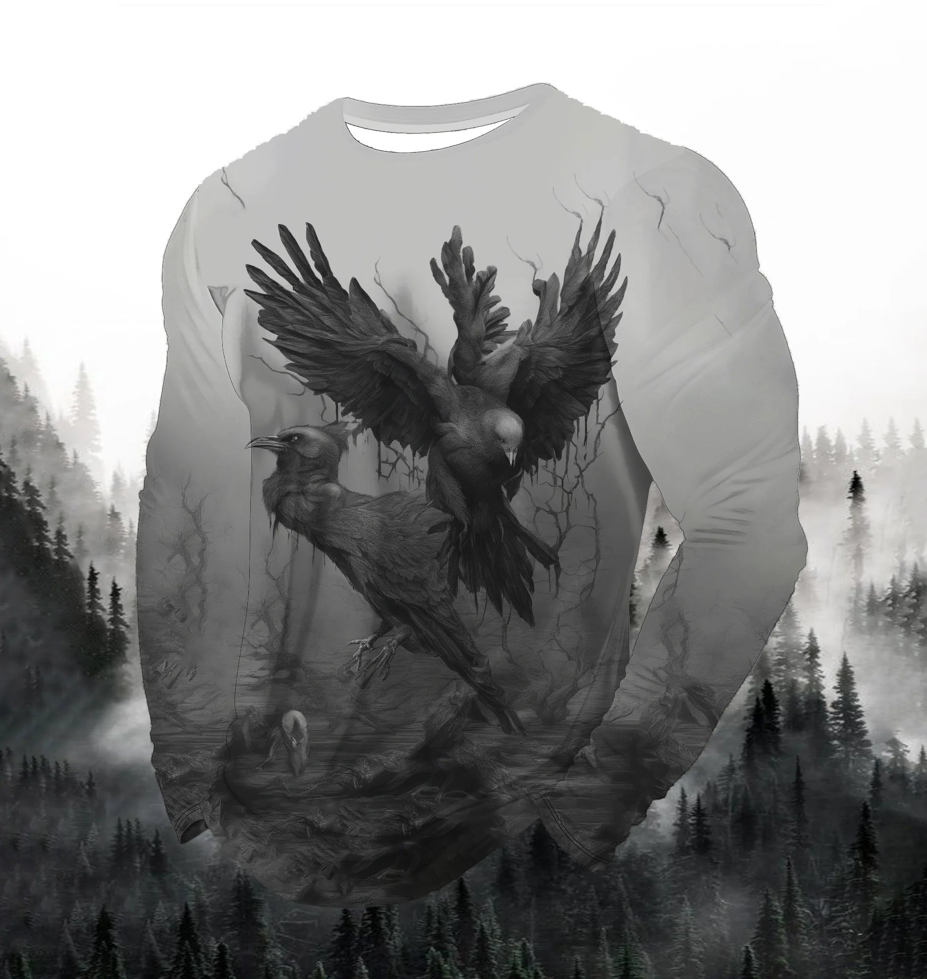 Men's Fashion Printed Round Neck Long Sleeve Party Autumn Sports Leisure Pullover Men 3D Flying Eagle Printed Loose Sports Top