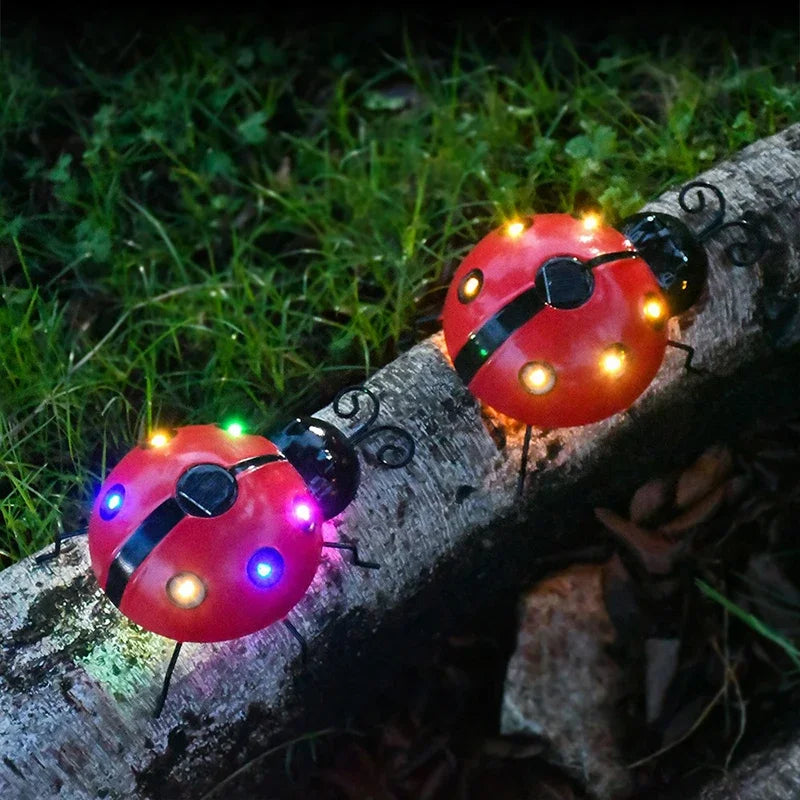 Outdoor Solar Ladybug Lamp Waterproof Garden Statue Wall Hanging Light Powered Light For Garden Outdoor Decetion LED Solar Lamp