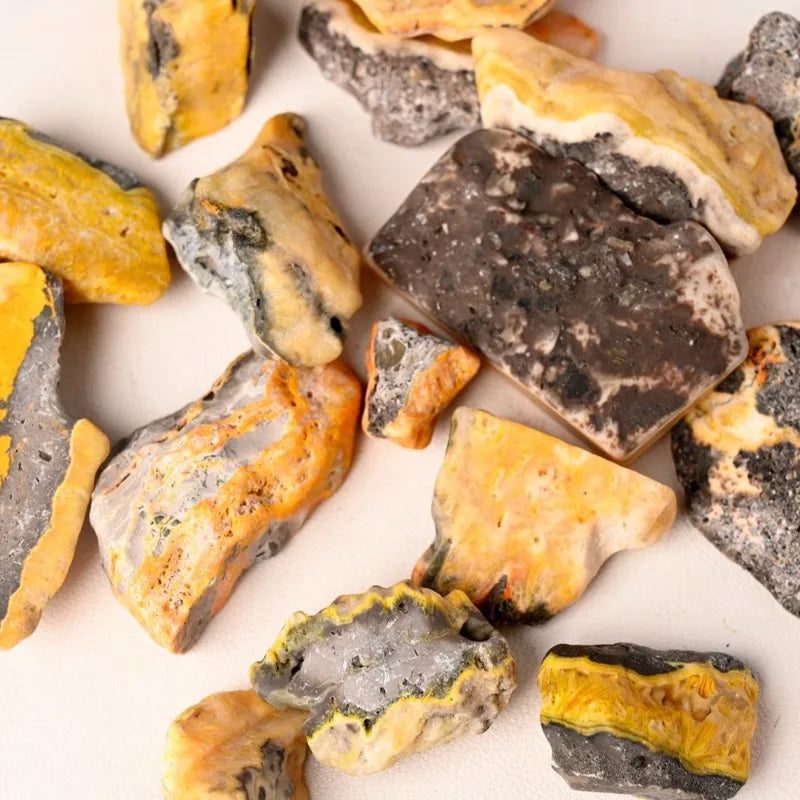 Natural BumbleBee Jasper Freeform Bulk Yellow Bee Jasper Raw Stone, Mineral Specimen Crystal Collection DIY Jewelry Making