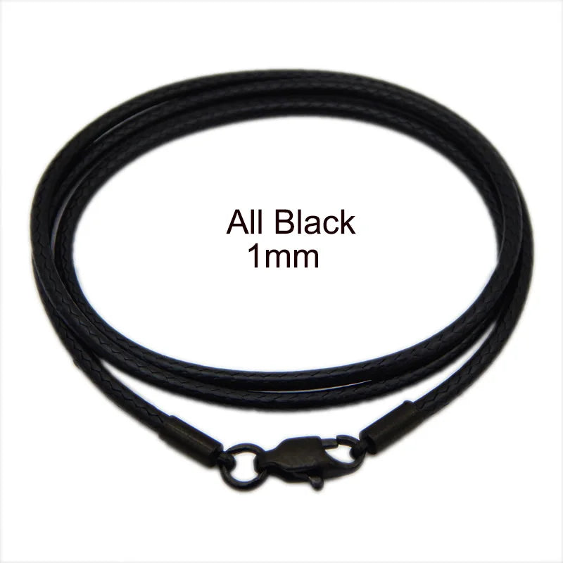 Leather Cord Waxed Rope Chain Necklace for Women Men Pendant with Stainless Steel Lobster Clasp Connector Snake Collar 40-70cm
