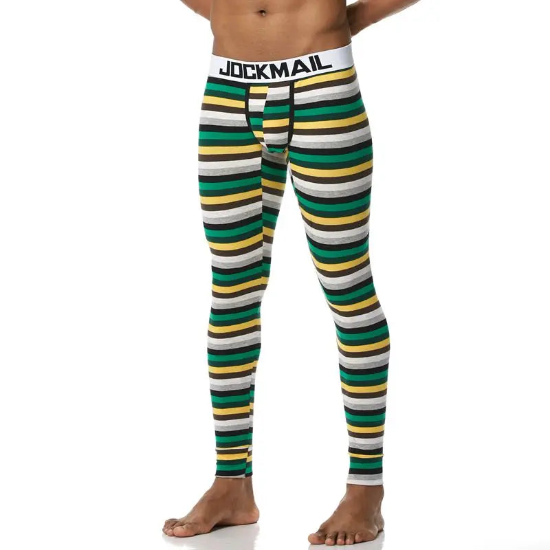 Men's Thermo Underwear Fashion Men Thermal Long Johns Mens Underwear Cotton Striped Print Warm Male Leggings Pants Autumn Winter