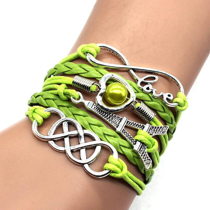 Multilayer Paris Eiffel Tower Love Infinity Knot Bracelet