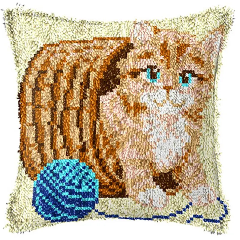 Cats Latch Hook Kits Pillow Cover
