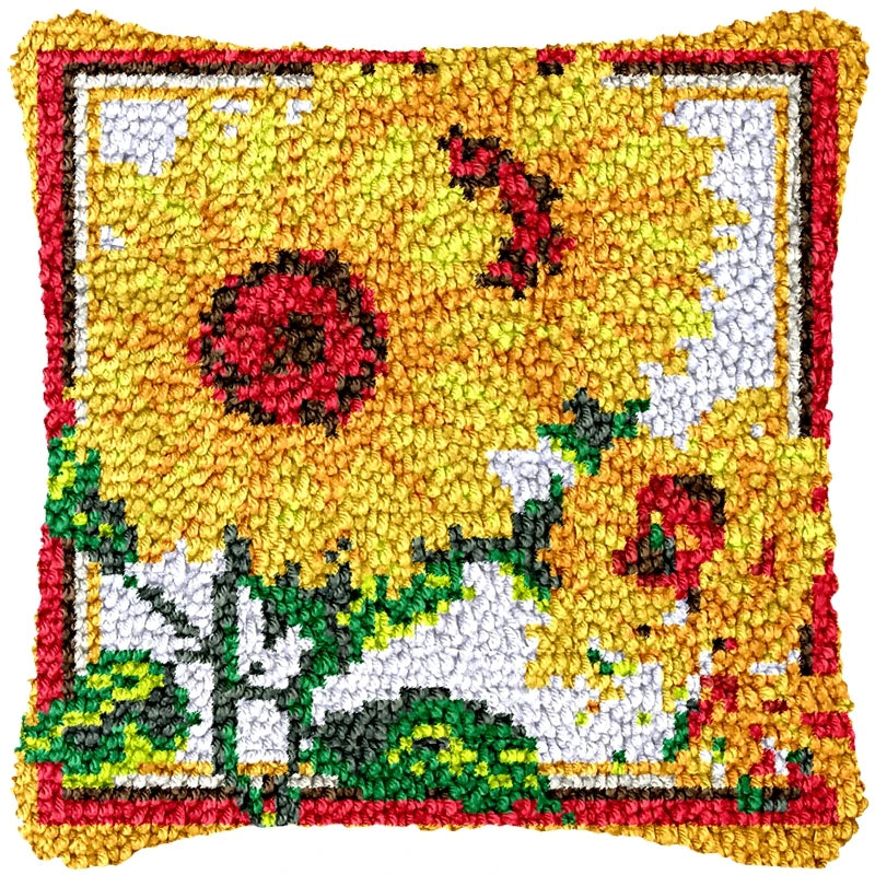 Flower Latch Hook Kit Cute Knooppakket Kussen Knopen Pillow Button Smyrna Knooppakket Needlework Button Packagek Linkhaak Kussen