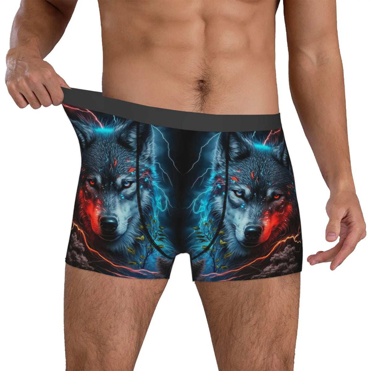 Grey Wolf Maw Boxer Shorts For Homme 3D Print Animal Underwear Panties Briefs Stretch Underpants